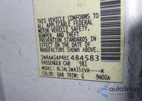 2014 Nissan Maxima 3.5 Sv from USA, damaged, VIN 1N4AA5AP4EC484583